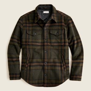 J. Crew Wallace & Barnes lined brushed wool shirt-jacket in plaid — Size XL